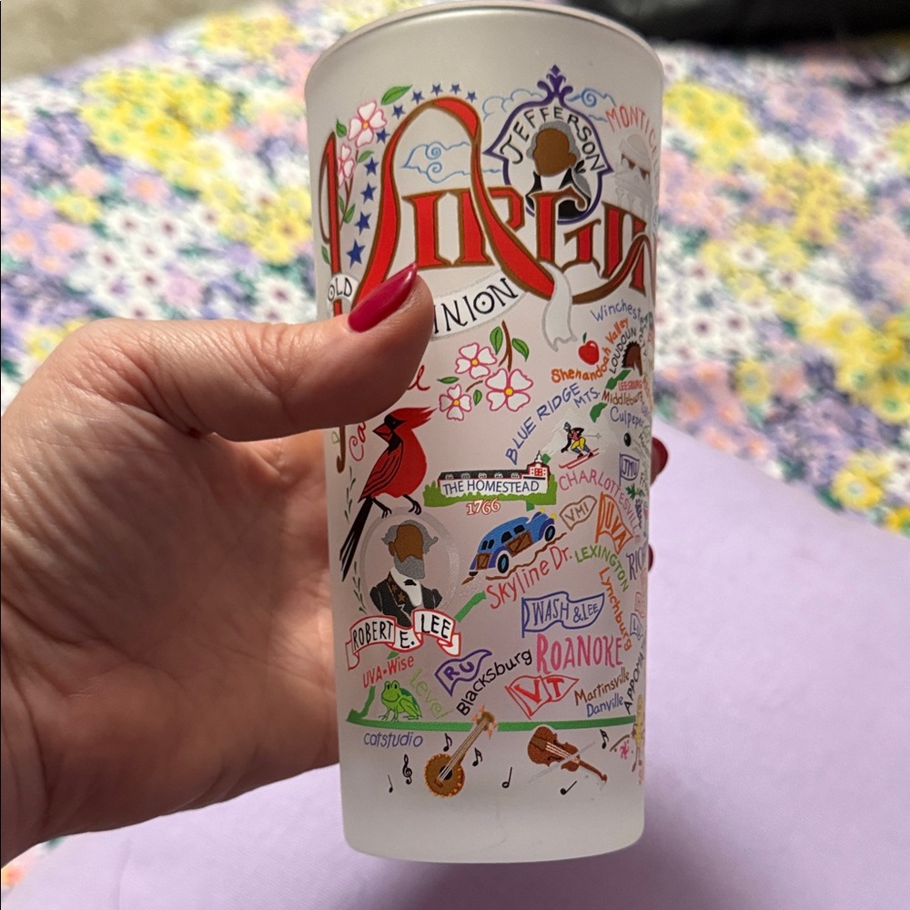Catstudio Virginia Themed Frosted Glass Tumbler 15 Ounce